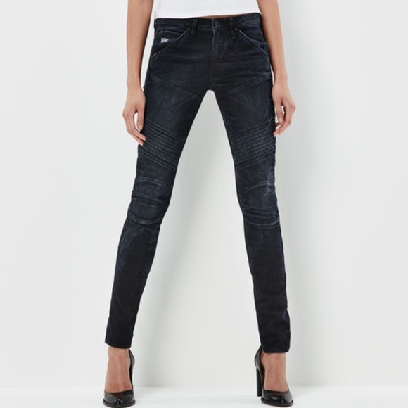 G-Star Denim - G-STAR 5620 Custom Mid Skinny Moto Dark Jeans 24